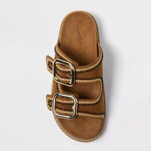 NEW Universal Thread Women's Collin Double Buckle Footbed Sandals Size 11